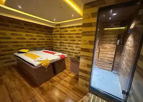 Massage room with steam cabin